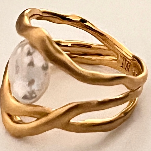 Monica Vinader Amy Powney Keshi Pearl Triple Ring 18k Vermeil Size 6.5 - Picture 8 of 8